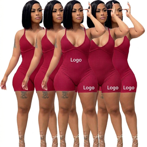 จั๊มสูทขาสั้นรัดรูปผ้าริบเนื้อนุ่มสำหรับผู้หญิง ดีไซน์ใหม่ เซ็กซี่  ผ้าฝ้าย 100% แขนกุด ทรงเข้ารูป ใส่สบายๆ สำหรับฤดูร้อน - Product Image 1