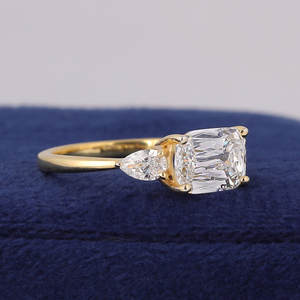 2 Carat Lab Diamond Three Stone Engagement <b>Ring</b> 10K Solid Gold IGI Certified Wedding Party <b>Ring</b> - Product Image 3