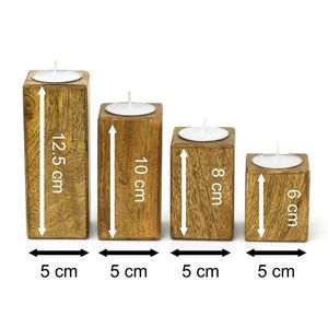 Wooden <b>Tea</b> <b>Light</b> Holders Set Natural Finish Home Decoration - Product Image 5