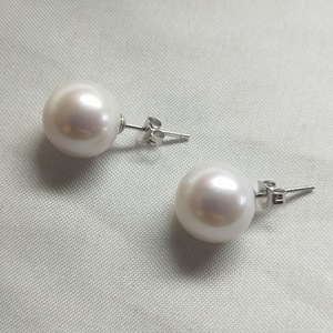 Pendientes de Perlas de Agua Dulce Blancas Grandes de 11-12 mm con Plata S925, Buen Brillo, Ligeramente Imperfectos, Decoración Fina para las Orejas - Product Image 4