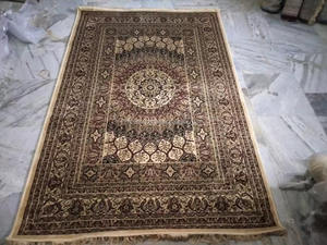 Proveedor indio, suministro de fábrica, alfombra persa de seda tejida a mano bordada hecha a mano, patrón Floral, lavable, personalizable para el hogar - Product Image 2