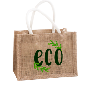 Custom Printed Jute Shopping Tote <b>Bag</b> | Silk Screen Logo Print Recyclable Natural Color <b>Medium</b> Size Eco Friendly Carry <b>Bag</b> - Product Image 2
