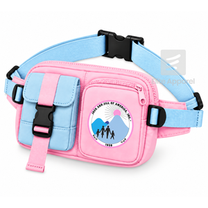 Sac banane personnalisé Jack & Jill of America rose et bleu ciel, décontracté, avec logo brodé et poche zippée, unisexe, vêtements grecs - Product Image 2