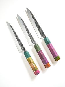 Couteau d'office en acier Damas japonais haute dureté, manche en bois stabilisé et résine, couteau à fruits aiguisé pour cuisine domestique - Product Image 3