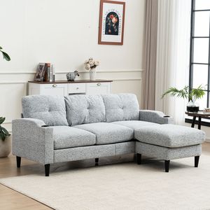 White + <b>Black</b> Convertible Combination Sofa L-Shaped with Footstools <b>Storage</b> for Living Room/<b>Bed</b> Use - Product Image 3