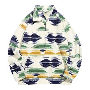 Sweat-shirt zippé personnalisé pour homme, brodé, coupe évasée, design streetwear vintage, en coton épais - Product Image 1