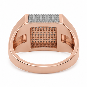 18K Rose Gold Diamond Cluster Signet <b>Ring</b> for Men High Polish Luxury <b>Statement</b> Wedding Party Daily Wear Gift Fine Jewelry <b>Ring</b> - Product Image 5