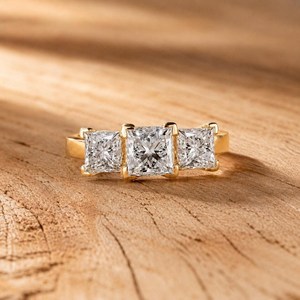 Fine Princess Lab Diamond 10K 14K 18K Solid Gold Bridal Engagement Ring <b>Three</b> Stone Ring IGI Certified DEF Color VS VVS Clarity - Product Image 1