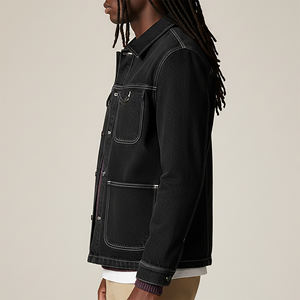 Veste en jean vintage pour homme, lavée sur mesure, avec logo personnalisé sur le devant, boutons robustes, doublure en laine, livraison directe d'usine - Product Image 4