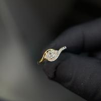Anillo de Oro de 14K con Diamantes Cultivados en Laboratorio, Corte Marquesa y Redondo, para Mujer, Joyería Fina