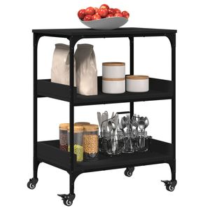 Carrito de Cocina Negro de 23.6"x16.1"x31.7" de Madera Sintética, Islas y Carritos de Cocina - Product Image 5