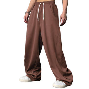 Men's Brown <b>Harem</b> Pants Mid Elastic Waist Drawstring Casual Joggers Side Pockets Breathable Canvas 100% Polyester Summer Wear - Product Image 2