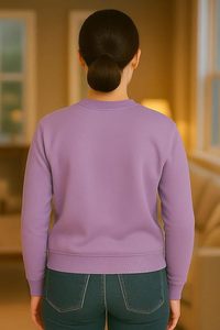 Sudadera de manga larga de algodón con lavado ácido, transpirable y cómoda, de punto, lisa, informal, con insignia, para mujer, calidad al por mayor - Product Image 3