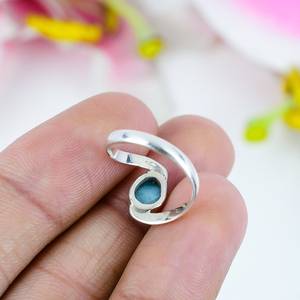 Handmade Genuine Larimar <b>Ring</b> 925 Solid Sterling Silver Natural Gemstone Jewelry For Women Elegant Designer Gift - Product Image 5