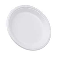 Assiette jetable biodégradable en bagasse de canne à sucre, résistante, compostable, pour plats à emporter, 7 pouces, blanche