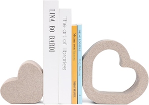 Heart Shape Ceramic Bookends 2Pcs Minimalist Design For Valentine'S Day Decor - Product Image 3