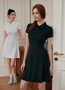 Vente en gros de robes de golf à col polo pour femmes avec logo personnalisé, jupes de tennis décontractées, vêtements de sport, vêtements de tennis personnalisés - Product Image 3