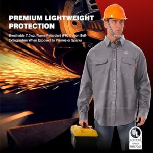 Camisa de Seguridad para Soldadura ZI-7082 ZUNEZI para Hombre, 100% Algodón, 170 g/m², Antiestática, Ignífuga, Alta Visibilidad, 7.5 oz, con Respirador - Product Image 5