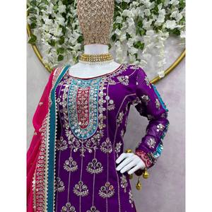 Conjunto de traje de talla XL para fiesta con hilo y trabajo de secuencia para un aspecto elegante - Product Image 2