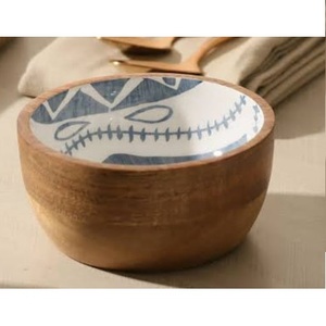 Tazón Grande de Madera de Mango con Esmalte Impreso, Tazón Profundo para Servir Comida y Ensaladas, Artículo de Cocina, Fabricantes de India - Product Image 1