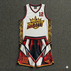 REXFIT SPORTS Kit de basket-ball personnalisé pour adultes, léger, respirant, en polyester, avec short et maillot, séchage rapide - Product Image 1