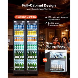 Réfrigérateur commercial à porte vitrée pour boissons, 8,3 pi³ de volume, réfrigérateur vertical, vitrine réfrigérée - Product Image 5