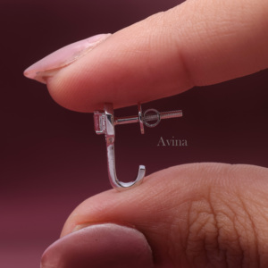 IGI Certified Lab Grown Diamond Pink Emerald Cut Halo Huggie Hoop <b>Earrings</b> in Solid 925 Sterling <b>Silver</b> Diamond <b>Earrings</b> - Product Image 2