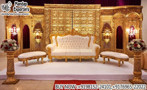 Classic French Style Wedding <b>Sofa</b> Set Maharaja Style White-<b>Gold</b> Furniture For Hindu Weddings Muslim Walima Decor Stage <b>Sofa</b> Set - Product Image 6