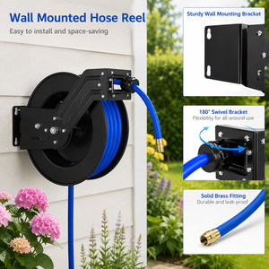 Carrete de manguera de aire de acero de alta presión de 1/2 x 50 pies para montaje en pared, OEM/ODM, con mecanismo de resorte de polímero de Vietnam para garaje GAPGAR014 - Product Image 1
