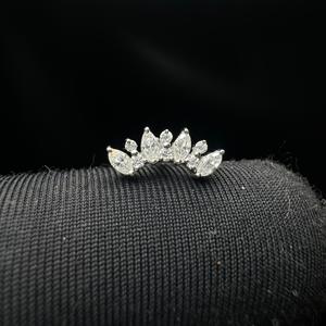 ต่างหูเพชรทรงมาร์คีส์แบบกลุ่ม ประดับเพชรแล็บโกรว์ ทองคำแท้ 14K ดีไซน์เรียบหรู สำหรับเจาะหูแบบ Conch Helix Cartilage - Product Image 4