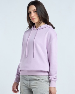 เสื้อฮู้ดสีลาเวนเดอร์สำหรับผู้หญิง ผ้าฟลีซสีพื้น แขนยาว สวมใส่สบายในฤดูใบไม้ร่วง ระบายอากาศได้ดี มีกระเป๋า - Product Image 2
