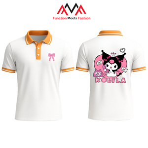 เสื้อเชิ้ตถักลำลองผู้ชาย สีขาวส้ม FMF ผ้า TC 60 คอตตอน 40 โพลีเอสเตอร์ ทรงปกติ ผ้าไม่ยับ - Product Image 1