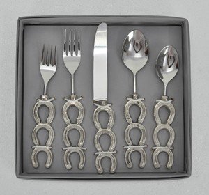 European Cutlery <b>Set</b> 5 Pcs High Quality Horse Shoe Style Handles Stainless Steel <b>Flatware</b> <b>Sets</b> With Luxury Custom Gift Box - Product Image 3