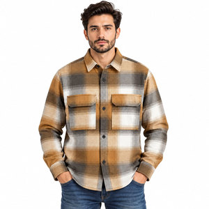 Chemise en flanelle à carreaux à manches longues pour homme, col rabattu, boutonnée, avec poches poitrine, vêtement d'extérieur décontracté pour l'automne - Product Image 2