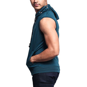 Best Selling Men's Workout Gym Hoodies Lightweight Comfortable Polyester/Cotton Solid Color Sleeveless Vintage Winter Streetwear - Product Image 6