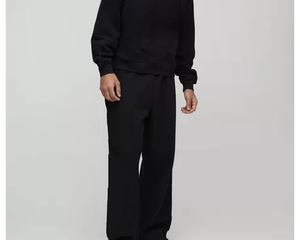 Ensemble de sweat-shirts à capuche noirs pour hommes, vêtements décontractés d'automne, FRENCH TERRY 100% coton, couleur unie, style tricoté - Product Image 3