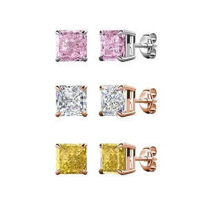 Boucles d'oreilles clous solitaires tendance en argent sterling 925 avec pierre de glace concassée taille radiant, bijoux fins pour femme, Destiny Jewellery - Product Image 6
