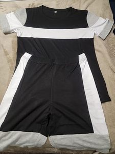 <b>Women</b> Summer Casual Vintage Oversized T Shirt And Shorts 2 Piece <b>Set</b> Solid Color 100% Cotton for Wear Wholesale - Product Image 2