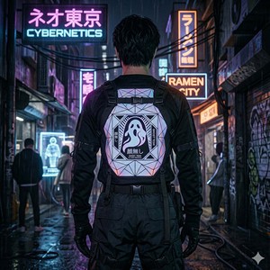 Chemise réfléchissante Cyberpunk pour homme, haut à manches longues graphique tactique et utilitaire, vêtement technique personnalisé - Product Image 6