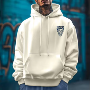 เสื้อฮู้ดดี้โอเวอร์ไซส์แบบสั่งทำพิเศษสำหรับผู้ชาย พิมพ์ลายกราฟิกหลากสีแบบ OEM ผ้าฟลีซเนื้อหนา 480 GSM พิมพ์ลายด้วยเทคนิค Rubber Screen Printing - Product Image 1