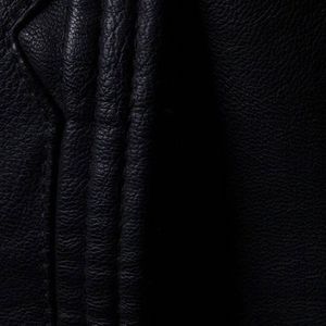 Men's Black PU Leather <b>Jacket</b> Moto Biker Style Stand Collar Zipper Closure <b>Slim</b> <b>Fit</b> Regular Length Solid Color Autumn Wear - Product Image 3