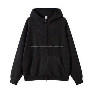 Sweat-shirts à capuche surdimensionnés de haute qualité avec double fermeture éclair, impression personnalisée en relief, en molleton de coton, sweat-shirt à fermeture éclair pour hommes, fabricants de vêtements - Product Image 1