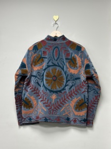 Veste bomber en velours brodé de style indien, respirante, bohème, écologique, Suzani, col rond, manches longues, grande taille, pour femmes, hiver - Product Image 5