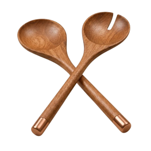 Juego de Servidores de Ensalada de Madera de Mango Tallados a Mano con Asas Retorcidas, Cucharas y Tenedores de Madera Natural Ecológicos para Cocina - Product Image 5