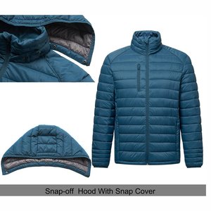 Wholesale High Quality Hooded Canvas <b>Men</b> Puffer Jacket Casual Zipper Solid Waterproof Streetwear Winter - Product Image 4
