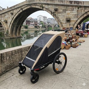TC-2024T Easy Folding Lightweight Design Twin Baby Bike <b>Trailer</b> 3 in 1 Jogger <b>Trailer</b> for Convenient Outdoor Adventures - Product Image 2
