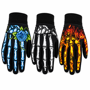 Gants de course à doigts entiers avec motif crâne, flamme et rose, impression par sublimation, antidérapants, pour moto et cyclisme en extérieur, unisexe - Product Image 2