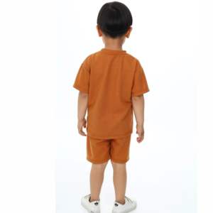 Ensemble vêtements enfant fille et garçon, t-shirt à manches courtes et short, logo personnalisé, été, uni, 2 pièces - Product Image 6