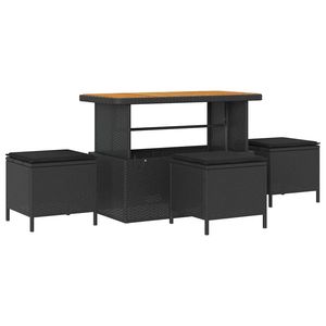 Set da Pranzo da Giardino in Polyrattan Nero per 4 Persone, Resistente alle Intemperie, Arredamento da Esterno in Stile Contemporaneo - Product Image 2