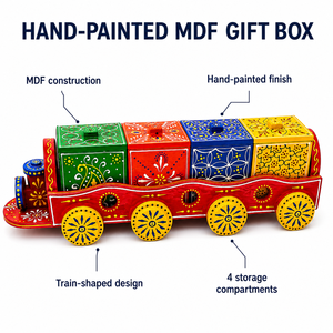 Juego de Caja de Regalo de Tren de Madera Pintado a Mano con 4 Cajas Extraíbles Coloridas para Decoraciones Navideñas - Product Image 6
